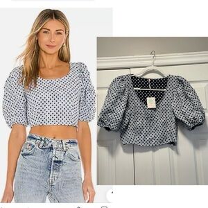 NWT Brand New FREE PEOPLE
Polka Dot Puff-Sleeve Crop Top size 10